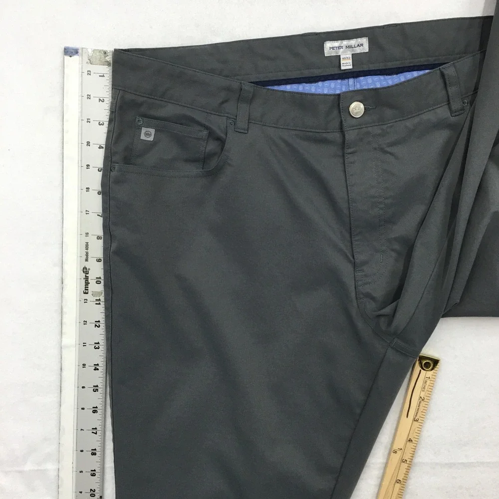 Peter Millar Mens EB66 Performance Five Pocket Pants Iron Grey 40x32 Golf Chino